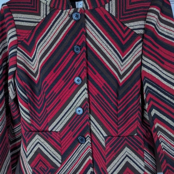 Eci red & gold brown button front jacket size 8 - Picture 4 of 8